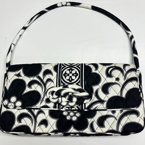 Vera Bradley Night and Day Knot Convertible Shoulder/Clutch Black/Gray/White Bag - Picture 1 of 16